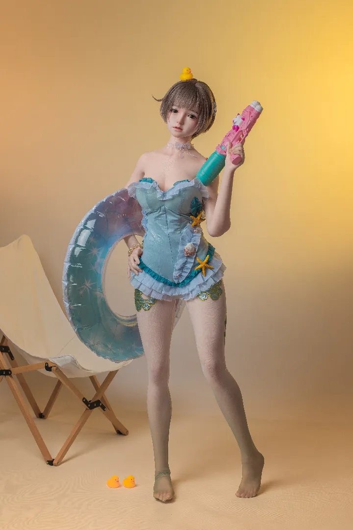 149cm (4ft11) B-Cup Realistic Skin Texture Silicone Sex Doll SHIO, ROS Head 96b